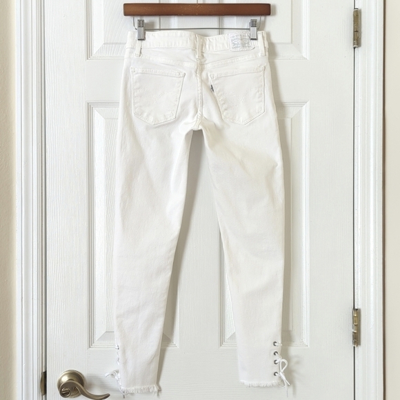 Levi's 711 Classic Low Rise Cropped Lace Up Ankle Cropped Skinny Jeans White 25 - Picture 5 of 16